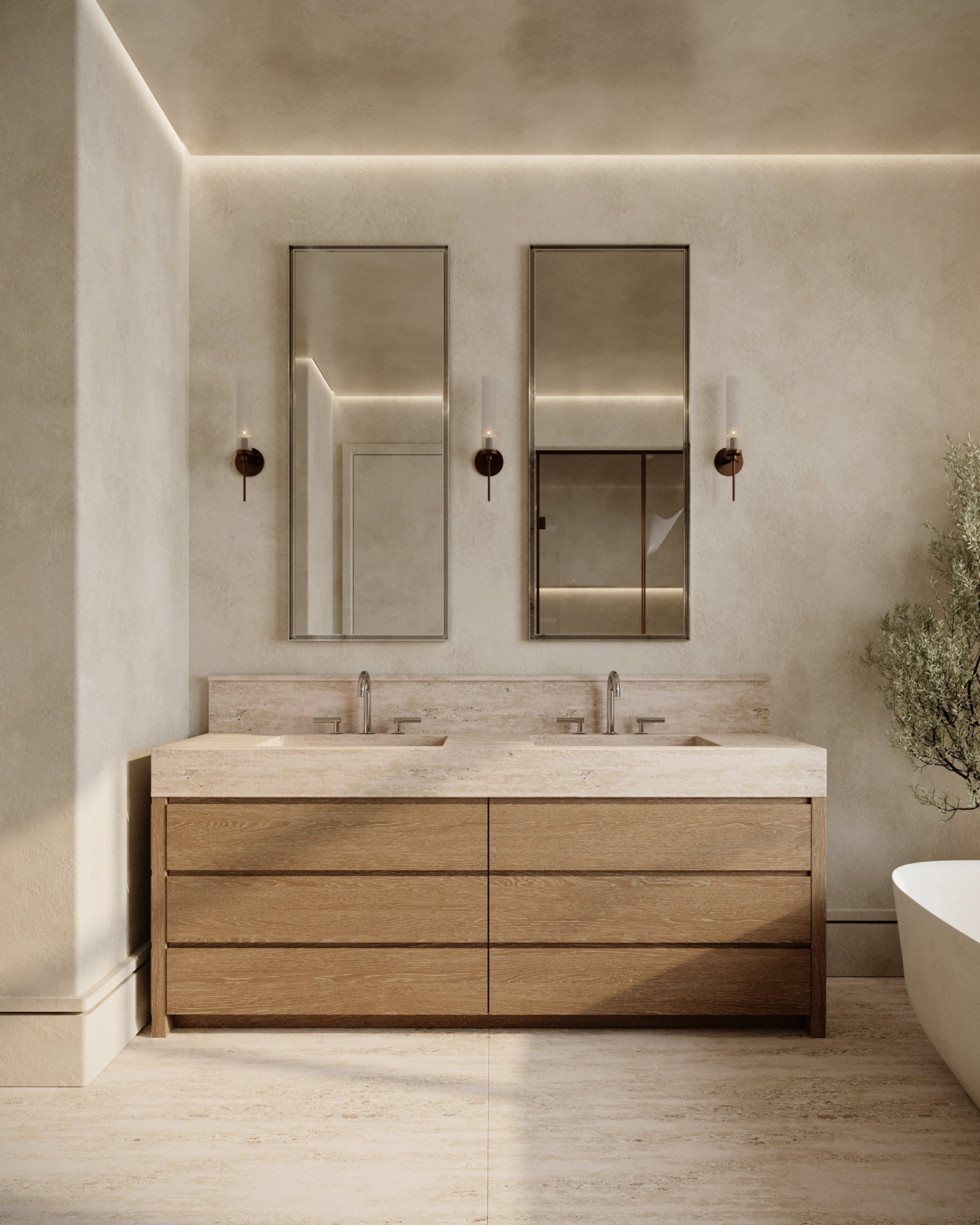 Primary bath with a double vanity