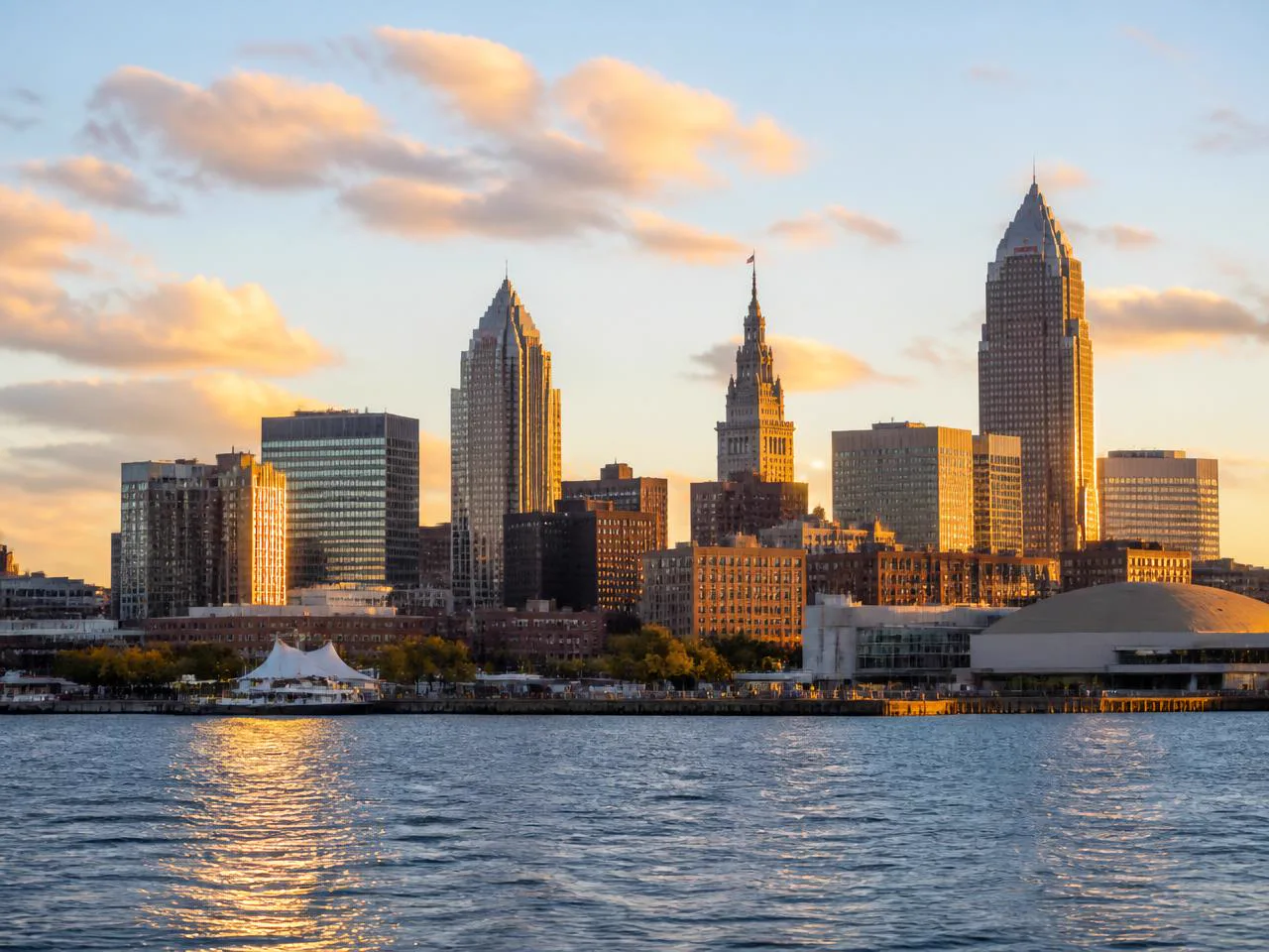 Cleveland, Ohio skyline along the waterfront