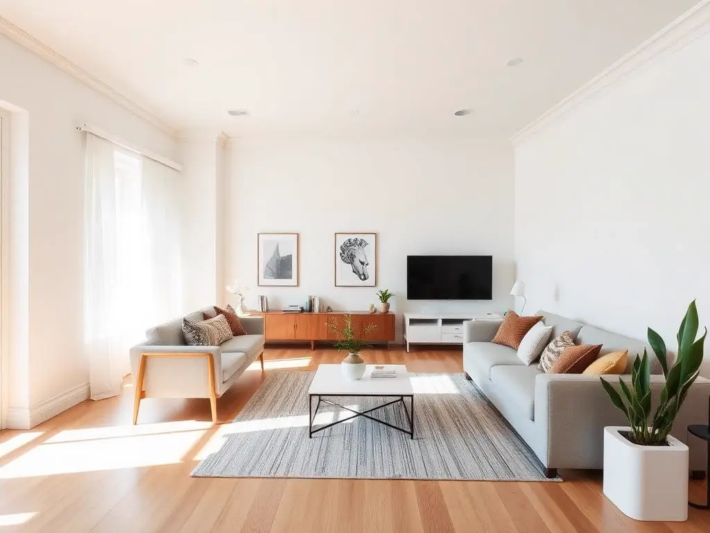 Bright, furnished rental apartment interior in Cleveland, Ohio