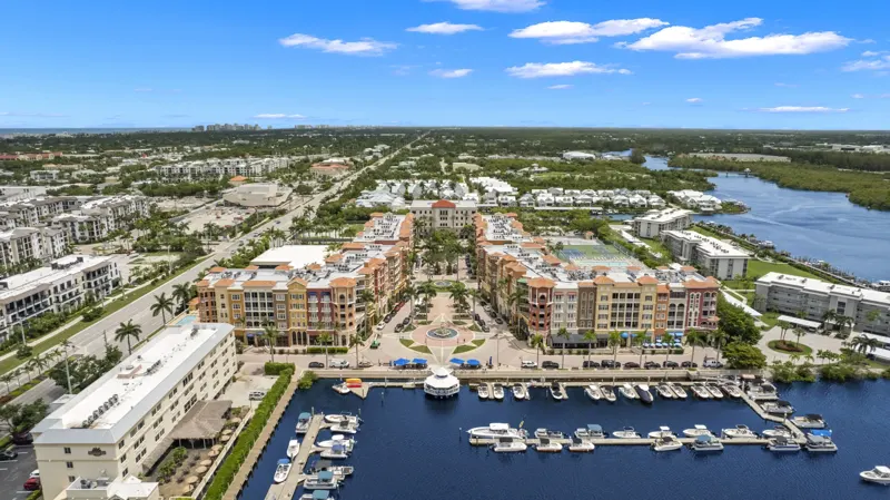 Bayfront and the marina from above