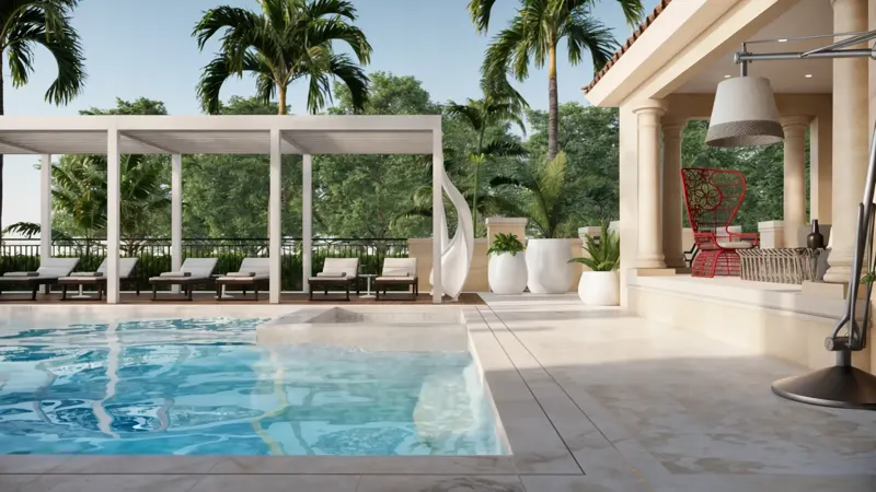 Resort pool and cabanas