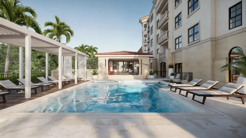 Pool deck and clubhouse