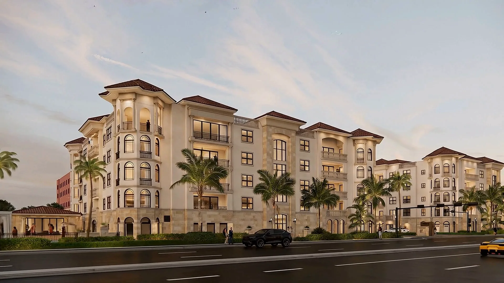 Drone view over Bayfront in Downtown Naples