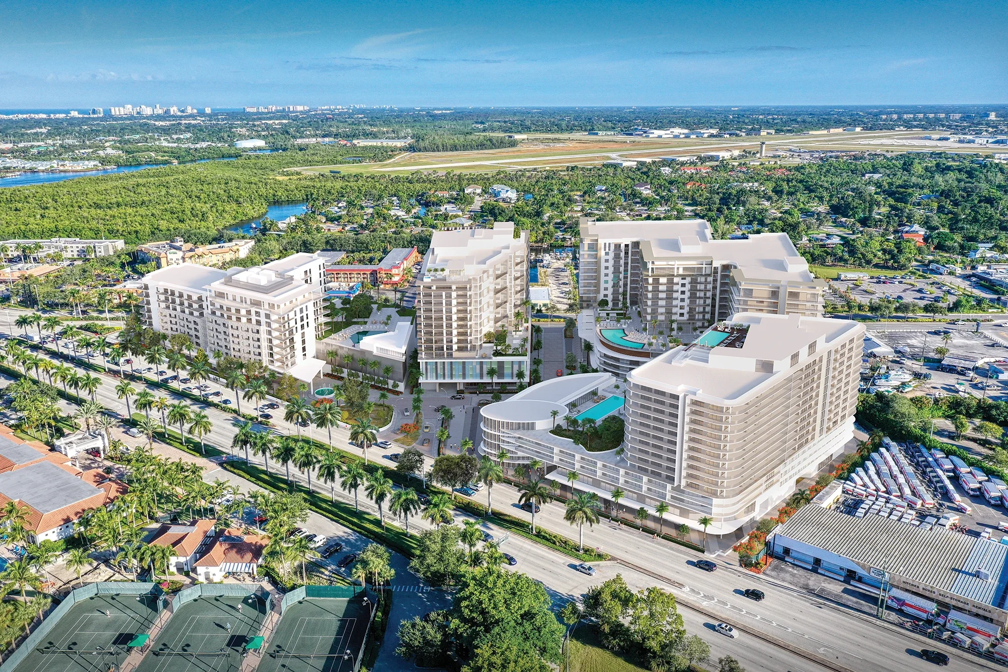 Aerial view of downtown residences