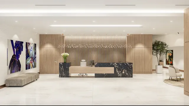 Light-filled residential lobby