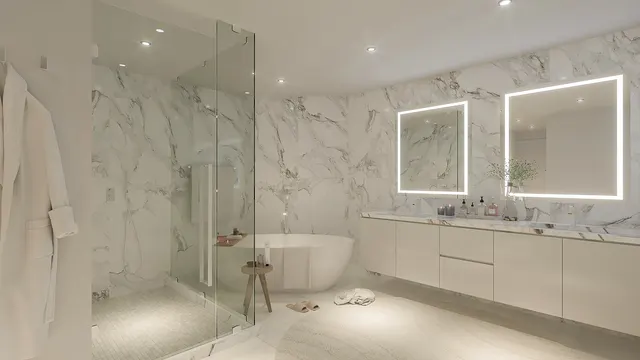 Owner's bath with dual vanities