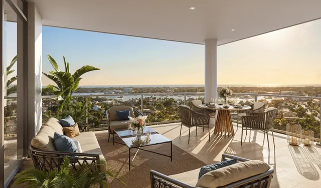 Private terrace set for sunset dining