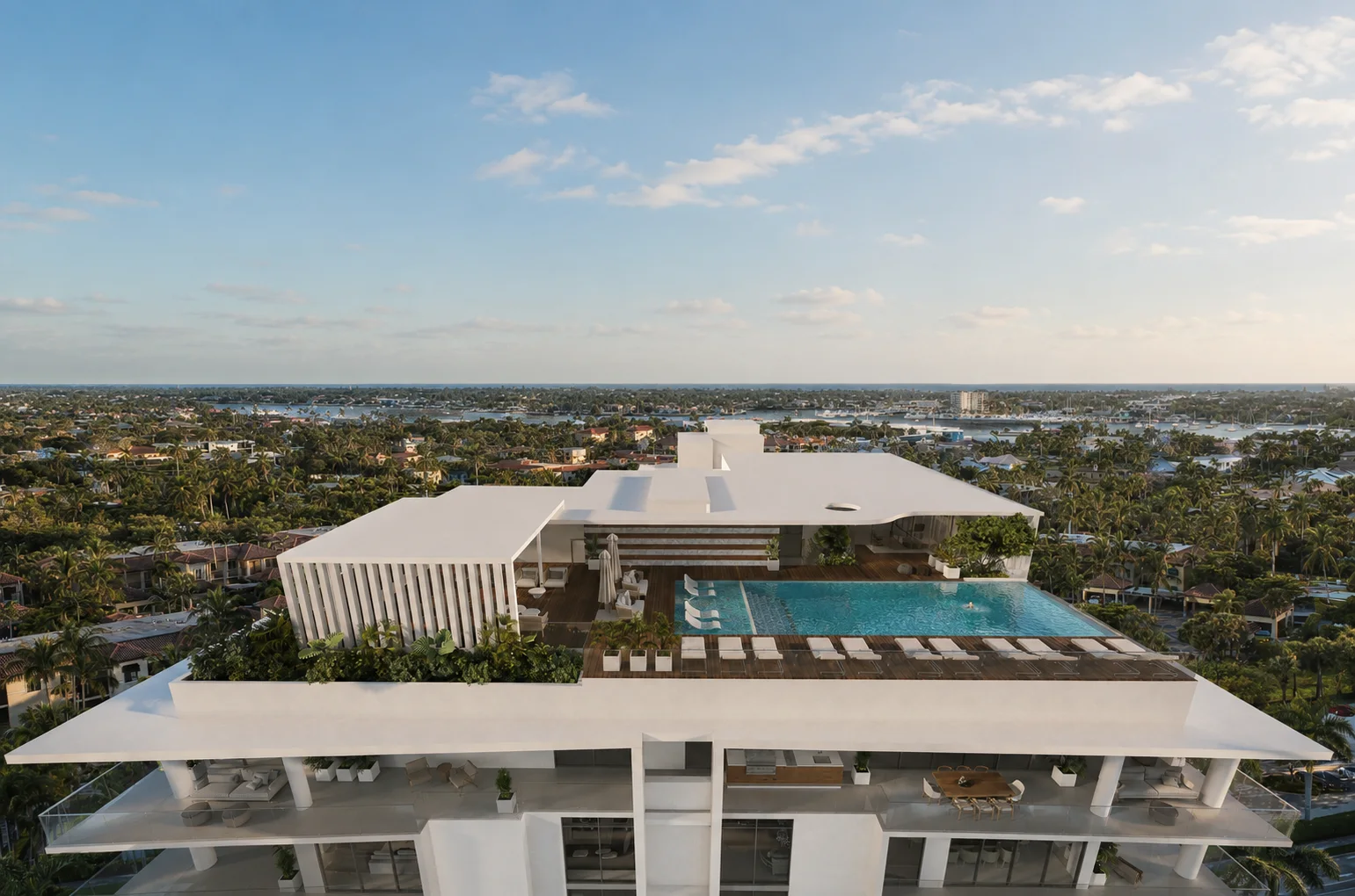 Rooftop infinity pool at sunset